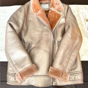 Zara faux leather shearling size 10 kids - pale pink